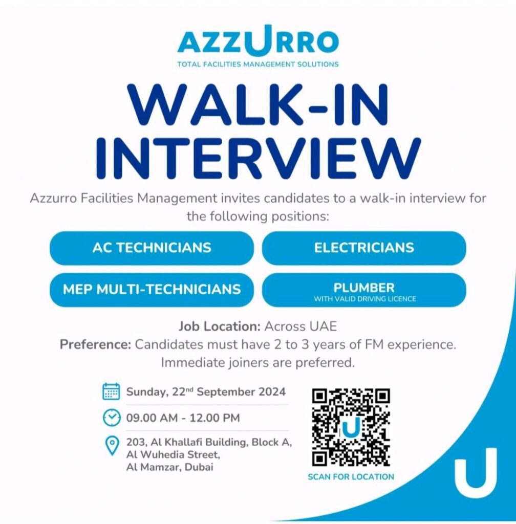 AZZURRO TOTAL FACILITIES MANAGEMENT SOLUTIONS is currently hiring for various positions, offering exciting job vacancies for skilled professionals.